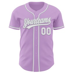 Camiseta de béisbol personalizada auténtica en color blanco y gris claro y morado Camiseta de béisbol personalizada auténtica en color blanco y gris claro y morado