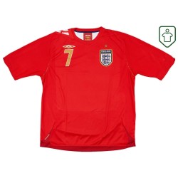 Camiseta retro visitante Inglaterra 2006/08 para hombre Beckham #7
