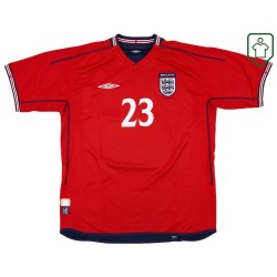Camiseta retro visitante Inglaterra 2002/04 para hombre Rooney #23