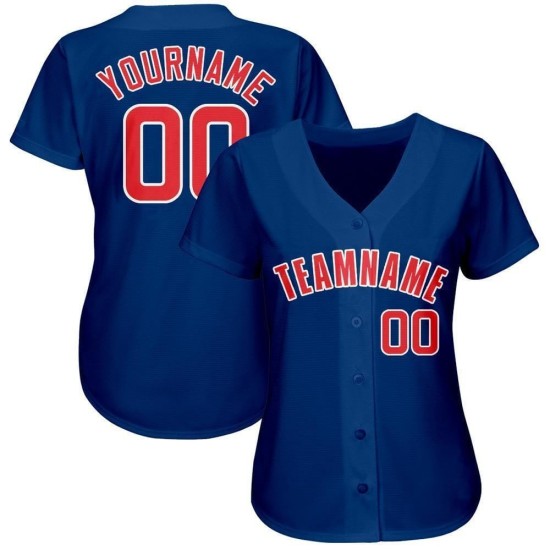 Camiseta de béisbol personalizada Royal Red-White