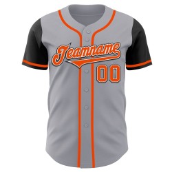 Camiseta de béisbol de dos piezas naranja y negra, tono gris, personalizada y auténtica Camiseta de béisbol de dos piezas naranja y negra, tono gris, personalizada y auténtica