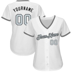 Camiseta de béisbol blanca plateada y negra personalizada auténtica Camiseta de béisbol blanca plateada y negra personalizada auténtica