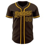 Camiseta de béisbol personalizada marrón y dorada auténtica