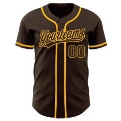 Camiseta de béisbol personalizada marrón y dorada auténtica Camiseta de béisbol personalizada marrón y dorada auténtica