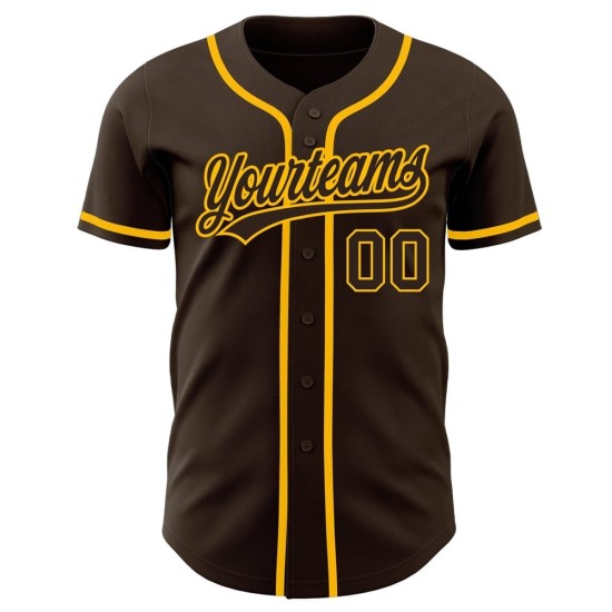 Camiseta de béisbol personalizada marrón y dorada auténtica