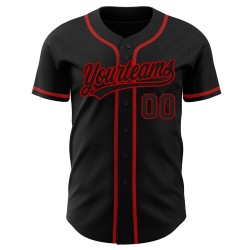 Camiseta de béisbol negra y roja personalizada auténtica negra Camiseta de béisbol negra y roja personalizada auténtica negra
