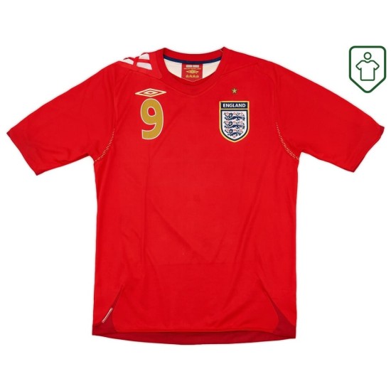 Camiseta retro visitante Inglaterra 2006/08 para hombre Rooney #9