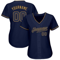 Camiseta de béisbol personalizada dorada auténtica de la Marina de guerra azul marino-vieja Camiseta de béisbol personalizada dorada auténtica de la Marina de guerra azul marino-vieja