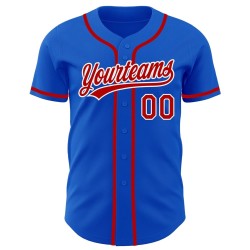 Camiseta de béisbol azul roja y blanca Thunder personalizada auténtica Camiseta de béisbol azul roja y blanca Thunder personalizada auténtica