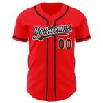 Camiseta de béisbol auténtica personalizada Fire, color rojo, blanco y negro