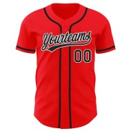 Camiseta de béisbol auténtica personalizada Fire, color rojo, blanco y negro