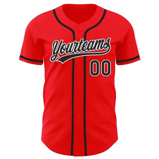 Camiseta de béisbol auténtica personalizada Fire, color rojo, blanco y negro