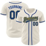 Camiseta de béisbol Royal-Gold Custom Cream Auténtica
