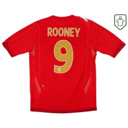 Camiseta retro visitante Inglaterra 2006/08 para hombre Rooney #9