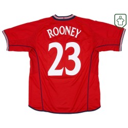 Camiseta retro visitante Inglaterra 2002/04 para hombre Rooney #23