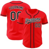Camiseta de béisbol auténtica personalizada Fire, color rojo, blanco y negro