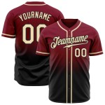Camiseta de béisbol personalizada de moda carmesí auténtica crema-negro degradado