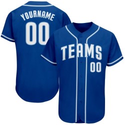 Camiseta auténtica de béisbol azul y blanca clara personalizada
