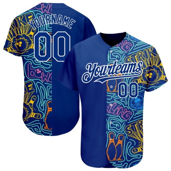 Diseño de camiseta de béisbol personalizada, blanca, bolos, real, patrón auténtico 3D