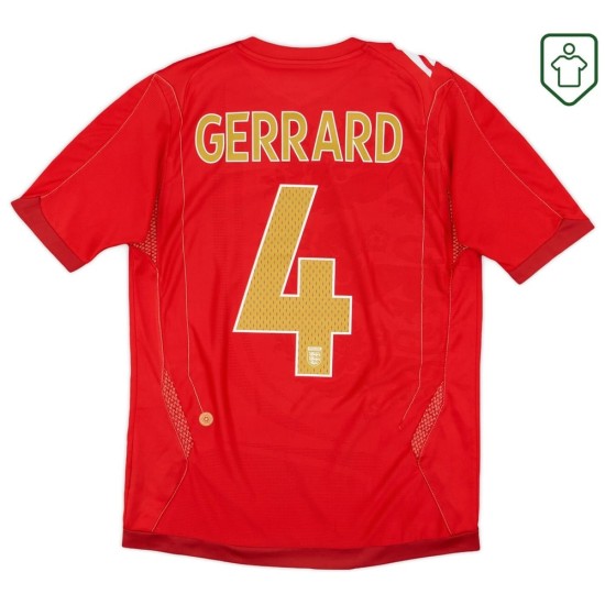 Camiseta retro visitante Inglaterra 2006/08 para hombre Gerrard #4 Camiseta retro visitante Inglaterra 2006/08 para hombre Gerrard #4