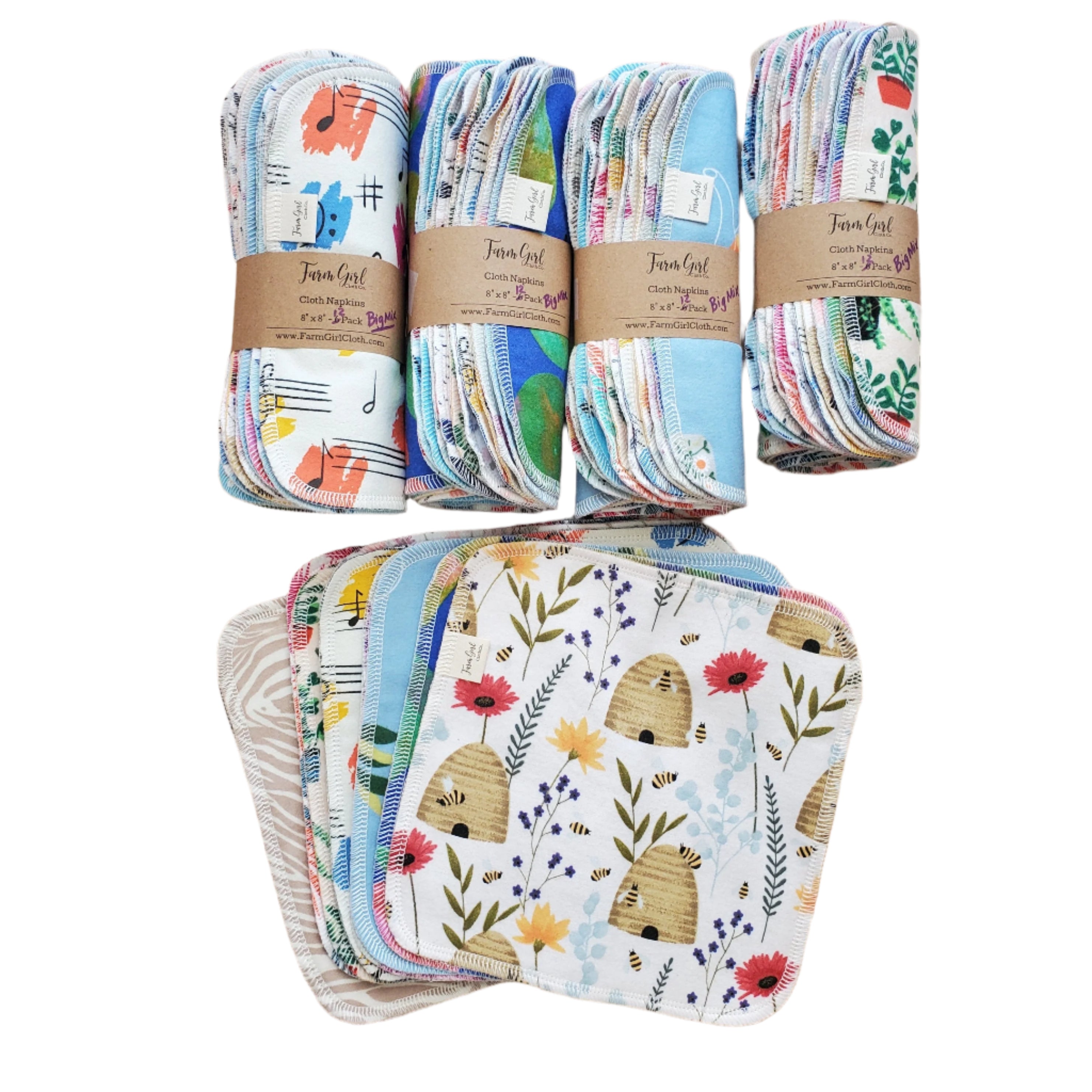 Servilletas de tela | Gran combinación de 12 estampados